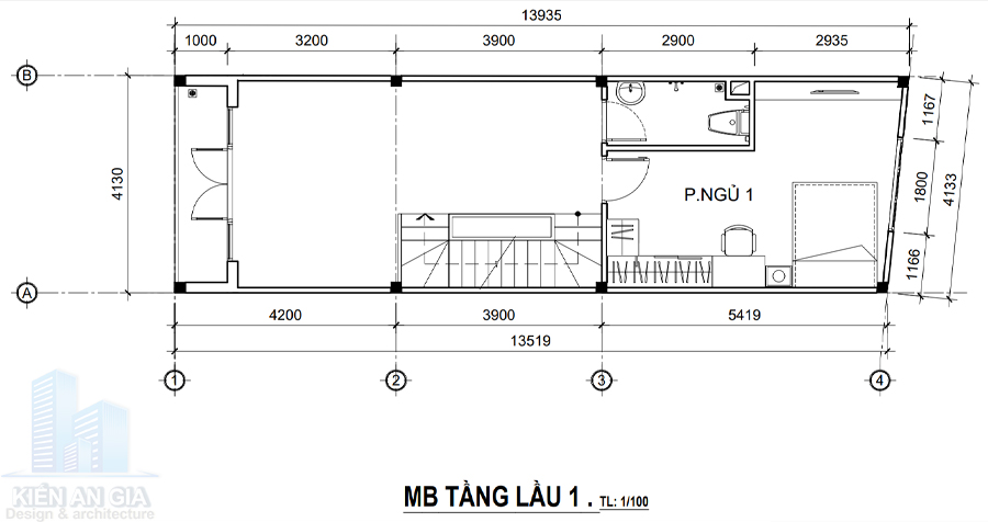 Mặt bằng bố trí công năng lầu 1