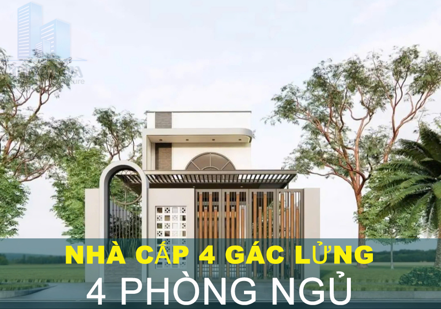 Thiết Kế Nhà Cấp 4 Gác Lửng 4 Phòng Ngủ Hiện Đại